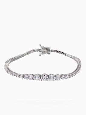 Sterling Silver Graduated Cubic Zirconia Tennis Bracelet - White